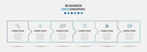 modelo de design de infográfico com ícones e 6 opções ou etapas vetor