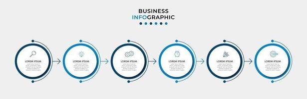 modelo de design de infográfico com ícones e 6 opções ou etapas vetor