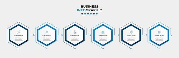 modelo de design de infográfico com ícones e 6 opções ou etapas vetor