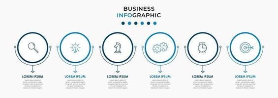 modelo de design de infográfico com ícones e 6 opções ou etapas vetor