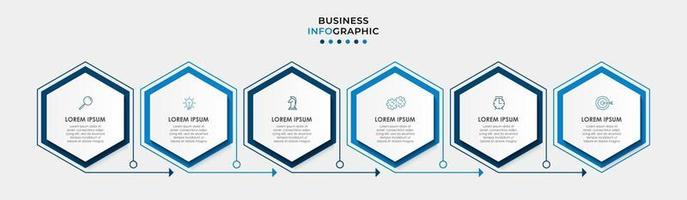 modelo de design de infográfico com ícones e 6 opções ou etapas vetor