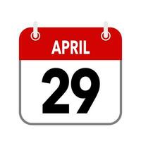29 abril, calendário encontro ícone em branco fundo. vetor