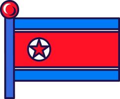 norte Coréia país nação bandeira em mastro de bandeira vetor