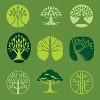 conjunto de logotipo de árvore moderna vetor