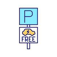 ícone de cor rgb de estacionamento gratuito ev. vetor