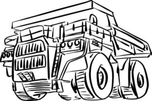 esboço esboço vista frontal do grande vetor de caminhão de mineração