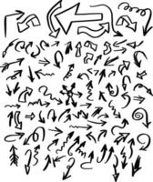 doodle conjunto de setas e sinais ilustração vetorial esboço desenhado à mão vetor