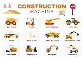 definir máquina de construção de ilustração vetorial de imóveis vetor