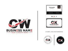 abstrato cw logotipo carta, Prêmio cw escova carta logotipo vetor