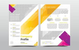 modelo de perfil da empresa com gradiente roxo amarelo vetor