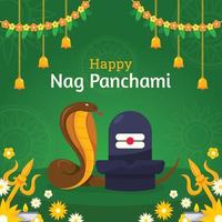 cobra circulando na celebração do nag panchami vetor