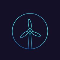 ícone de turbina eólica, vetor linear de moinho de vento