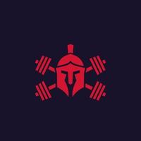 logotipo da academia com capacete espartano e halteres