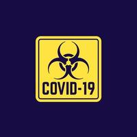vírus covid-19, sinal de risco biológico, vetor