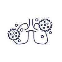 ícone de linha de vírus e pulmões vetor