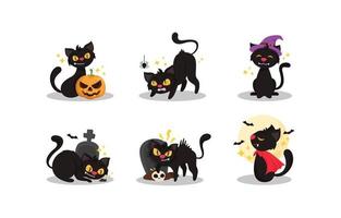 personagem de desenho animado de gato preto vetor