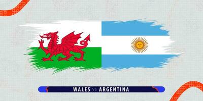 país de gales vs Argentina, internacional rúgbi trimestre final Combine ilustração dentro pincelada estilo. abstrato sujo ícone para rúgbi corresponder. vetor