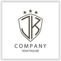 jk logotipo monograma com escudo forma isolado Preto cores em esboço Projeto modelo Prêmio elegante modelo vetor eps 10