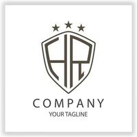 hr logotipo monograma com escudo forma isolado Preto cores em esboço Projeto modelo Prêmio elegante modelo vetor eps 10