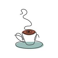 linha arte desenhando copo do quente bebida. simplificado imagem do chá ou café. esboço vetor ilustração.