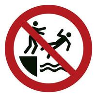 iso 7010 registrado segurança sinais símbolo pictograma advertências Cuidado Perigo proibição não empurrando para dentro água vetor