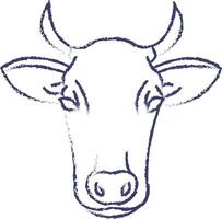 vaca face mão desenhado vetor ilustração