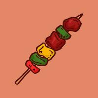 Kebab bife dentro mão desenhado e colori estilo. vetor ilustração.