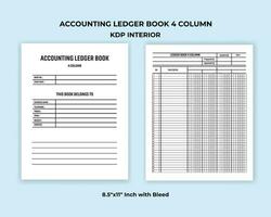 contabilidade livro-razão livro 4 coluna kdp interior vetor