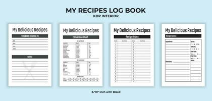 meu receitas registro livro kdp interior modelo vetor