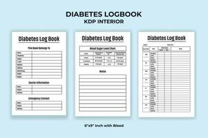 diabetes registro livro kdp interior vetor