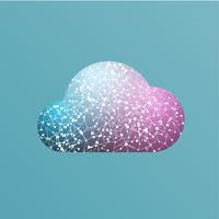 Ícone de nuvem colorida com conexões, ilustração vetorial