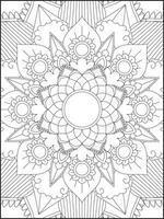 coloração livro Páginas. mandala. abstrato islâmico flor. crianças e adulto antiestresse coloração livro. branco fundo, Preto contorno. vetor estoque ilustração. padronizar mandala coloração Páginas