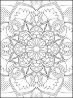 coloração livro Páginas. mandala. abstrato islâmico flor. crianças e adulto antiestresse coloração livro. branco fundo, Preto contorno. vetor estoque ilustração. padronizar mandala coloração Páginas