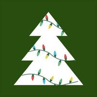 Natal árvore cumprimento cartão modelo. geometria minimalismo forma abeto com brilhante luz festão. vetor ilustração, moderno plano Projeto. feriado e festivo cartão, poster, cartaz, convite.