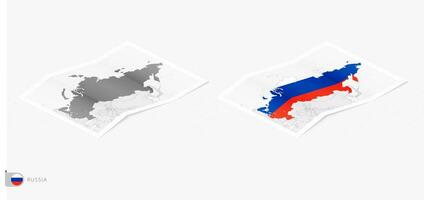 conjunto do dois realista mapa do Rússia com sombra. a bandeira e mapa do Rússia dentro isométrico estilo. vetor