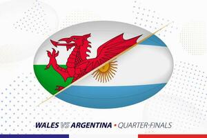 rúgbi quartas de final Combine entre país de gales e Argentina, conceito para rúgbi torneio. vetor