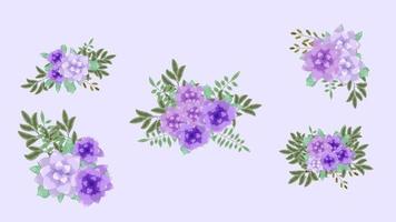 buquê de flores da primavera coleção de clip-art bem detalhado vetor