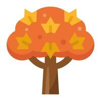outono árvore plano ícone, vetor e ilustração