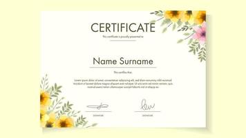 modelo de certificado floral para diploma de graduação de realizações vetor