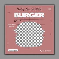 modelo de postagem de hambúrguer especial em mídia social vetor