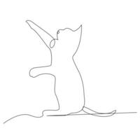 contínuo 1 linha gato esboço vetor arte mão desenhando
