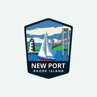 Newport Rhode ilha barco a vela farol retro vintage vetor