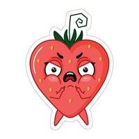 emoji muito Bravo vermelho morango mostra indecente gesto vetor