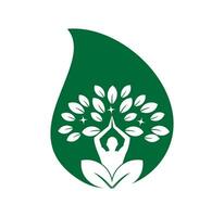 estoque de design de logotipo de ioga. meditação humana em ilustração vetorial de flor de lótus vetor