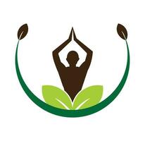 estoque de design de logotipo de ioga. meditação humana em ilustração vetorial de flor de lótus vetor