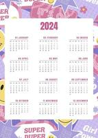 ano 2000 vertical calendário para 2024 vetor