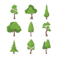 coleção de ícones de árvores planas vetor