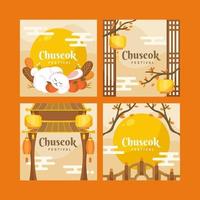 festival de chuseok coreano com tema laranja vetor