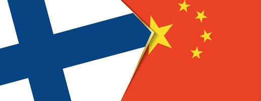 Finlândia e China bandeiras, dois vetor bandeiras.