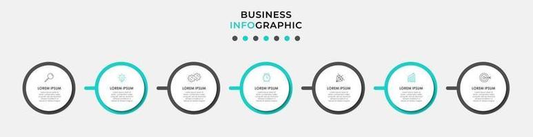 modelo de design de infográfico com ícones e 7 opções ou etapas vetor